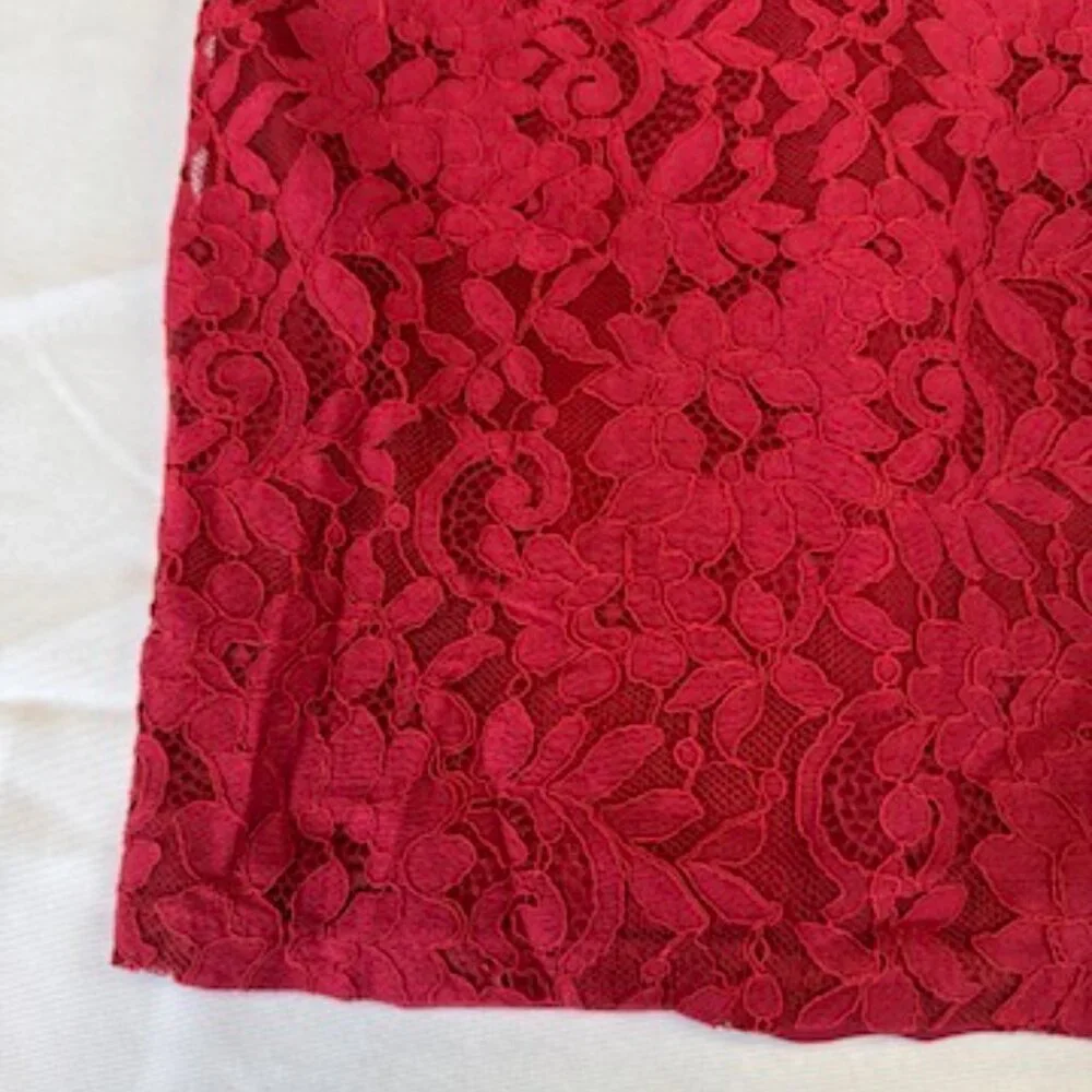 Lulus Let's Go Out Tonight Wine Red Lace Strapless Bodycon Midi Dress Size XS